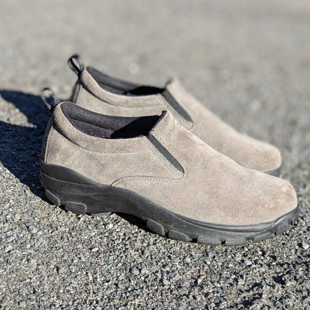 Mens Comfort Slip On Walking Shoes Gray Suede Leather MRC Parker Size‎ 8